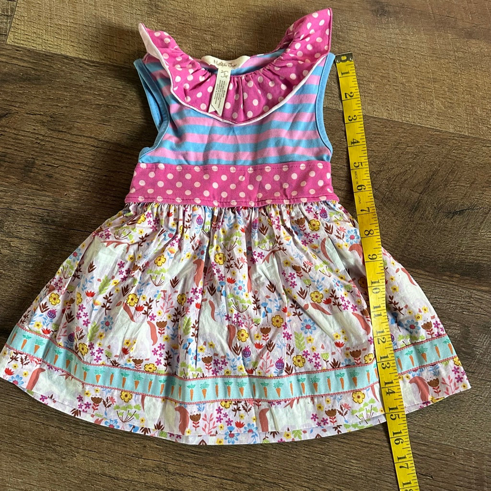 Girls Matilda Jane Casual Dress 2T Pink Blue Floral Bunny Easter - Picture 6 of 9